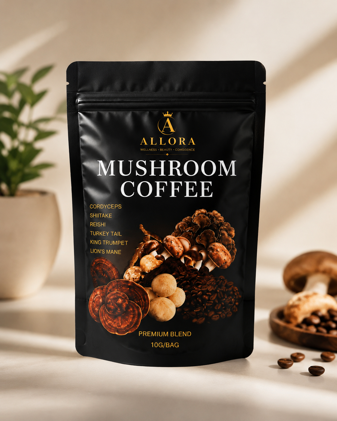 Allora Mushroom Coffee – Premium Blend | 10 Gr